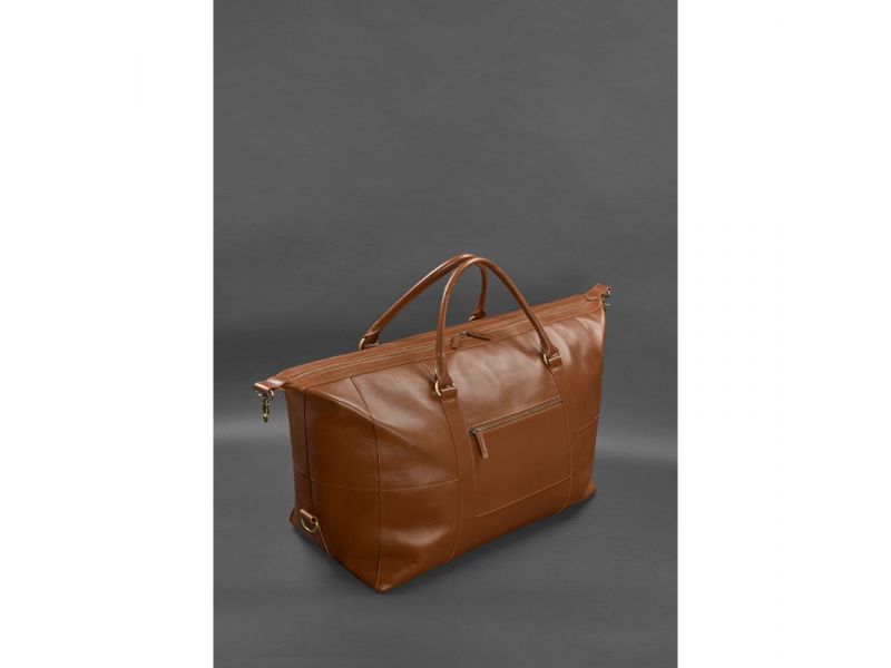 Кожаная дорожная сумка светло-коричневая Краст, фото 3