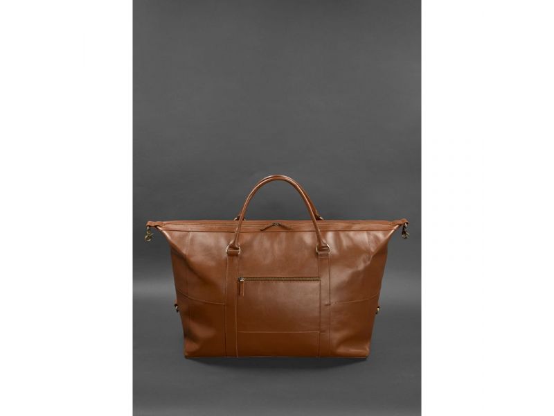 Кожаная дорожная сумка светло-коричневая Краст, фото 4