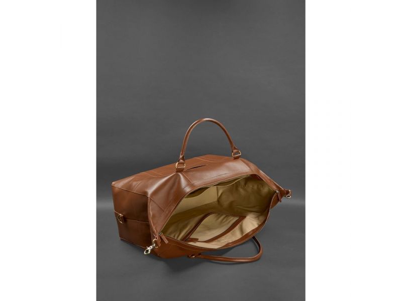 Кожаная дорожная сумка светло-коричневая Краст, фото 6