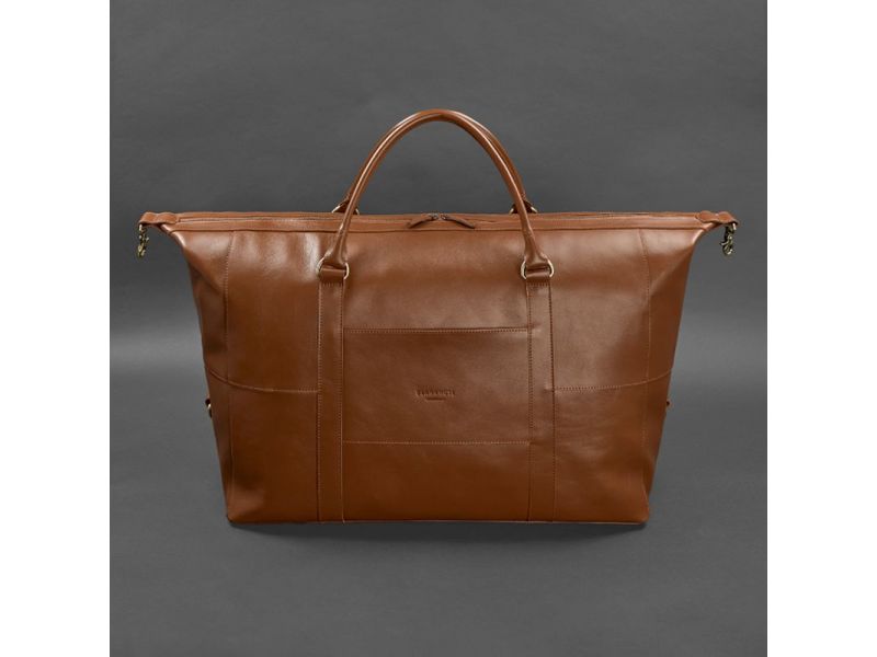 Кожаная дорожная сумка светло-коричневая Краст, фото 7