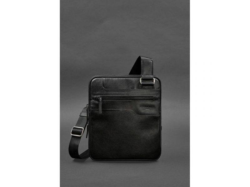 Мужская кожаная сумка-мессенджер 3 молнии, фото 1