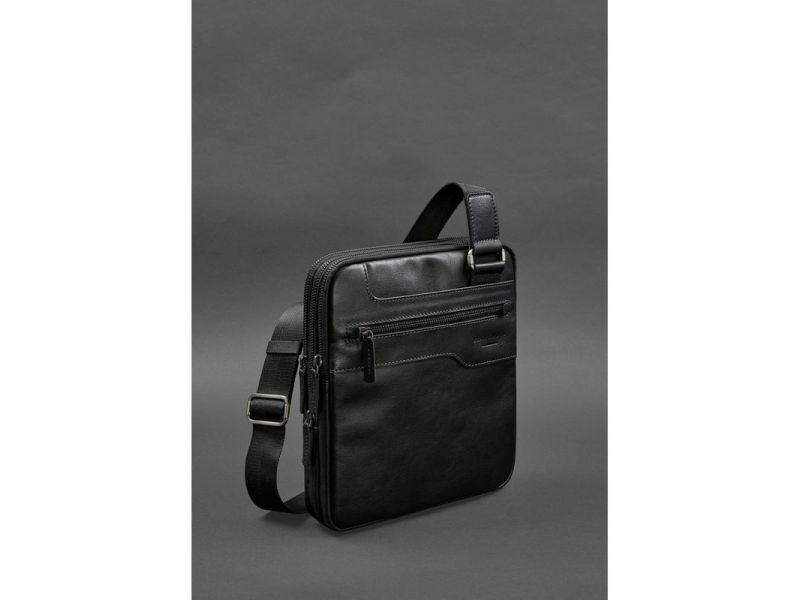 Мужская кожаная сумка-мессенджер 3 молнии, фото 2