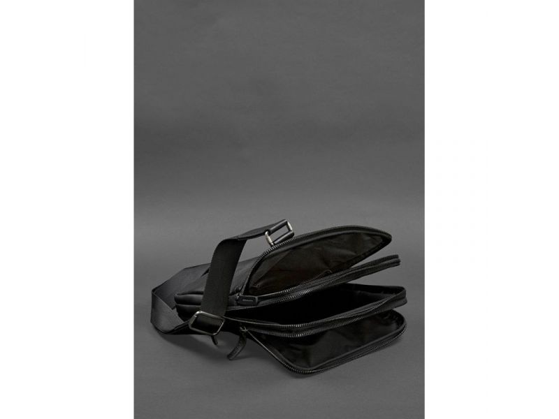 Мужская кожаная сумка-мессенджер 3 молнии, фото 4