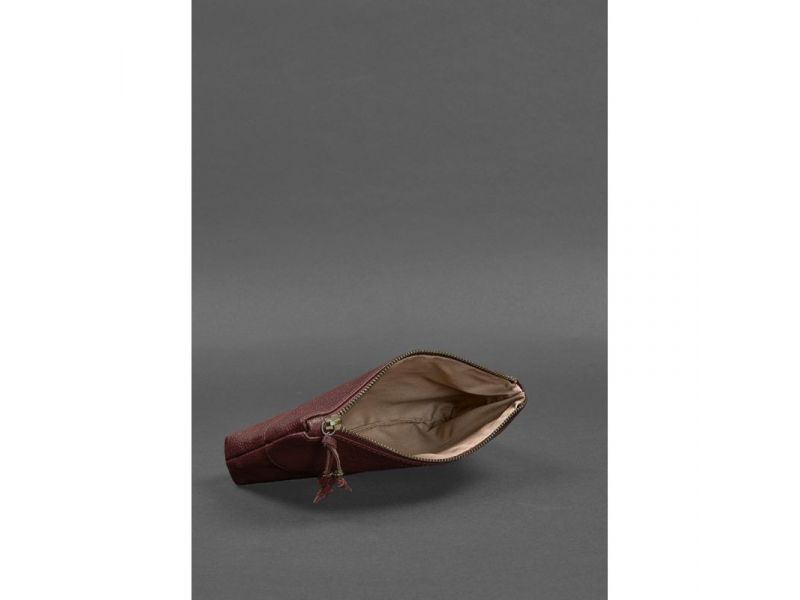 Женская кожаная косметичка 1.0 бордовая, фото 2