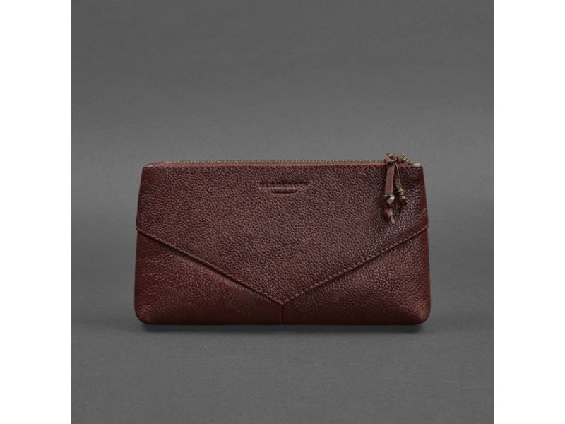 Женская кожаная косметичка 1.0 бордовая, фото 5