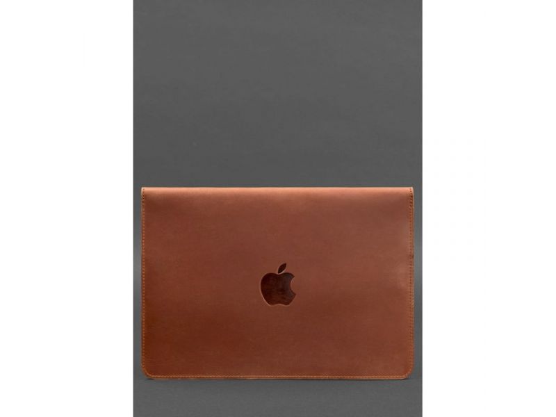 Кожаный чехол-конверт на магнитах для MacBook 15 дюйм Светло-коричневый Crazy Horse, фото 2