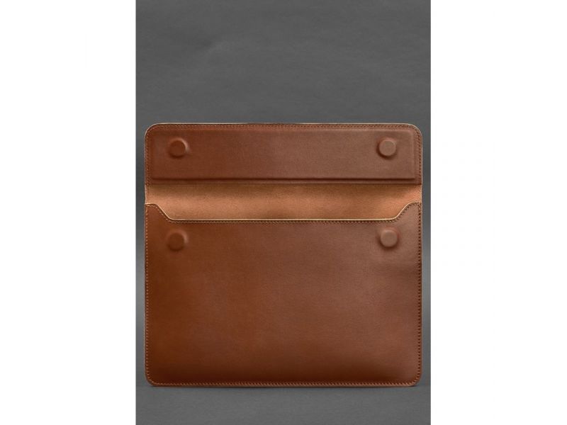 Кожаный чехол-конверт на магнитах для MacBook 15-16 дюйм Светло-коричневый, фото 3
