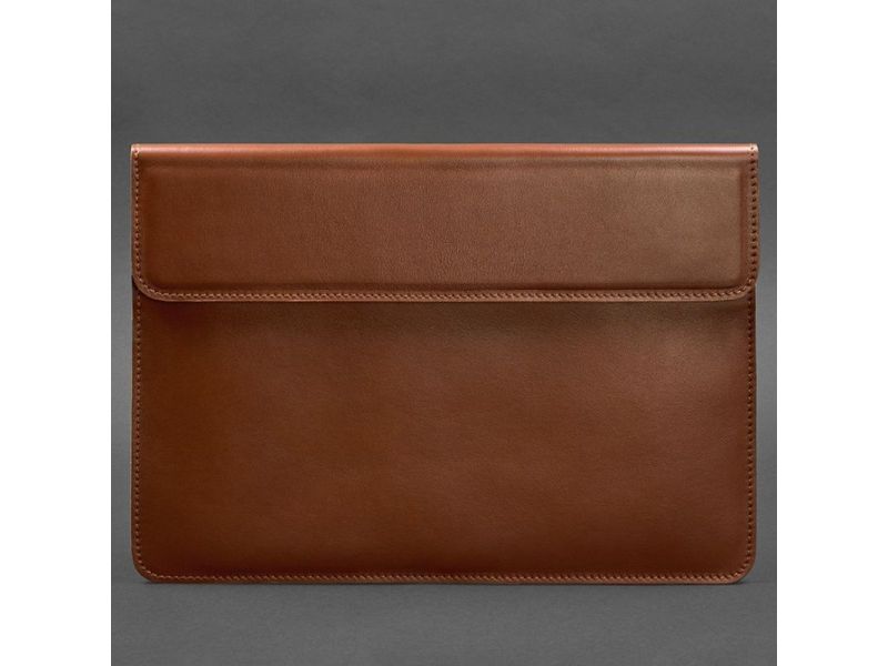 Кожаный чехол-конверт на магнитах для MacBook 15-16 дюйм Светло-коричневый, фото 4