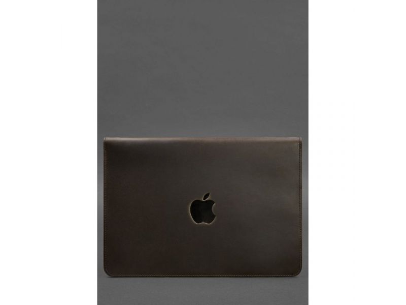 Кожаный чехол-конверт на магнитах для MacBook 15 дюйм Темно-коричневый, фото 2