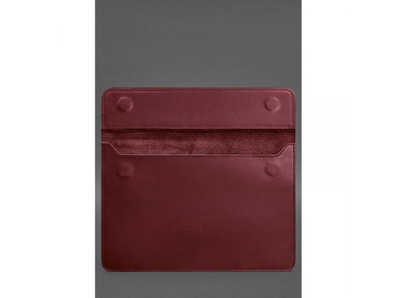 Кожаный чехол-конверт на магнитах для MacBook 15 дюйм Бордовый Crazy Horse, фото 3