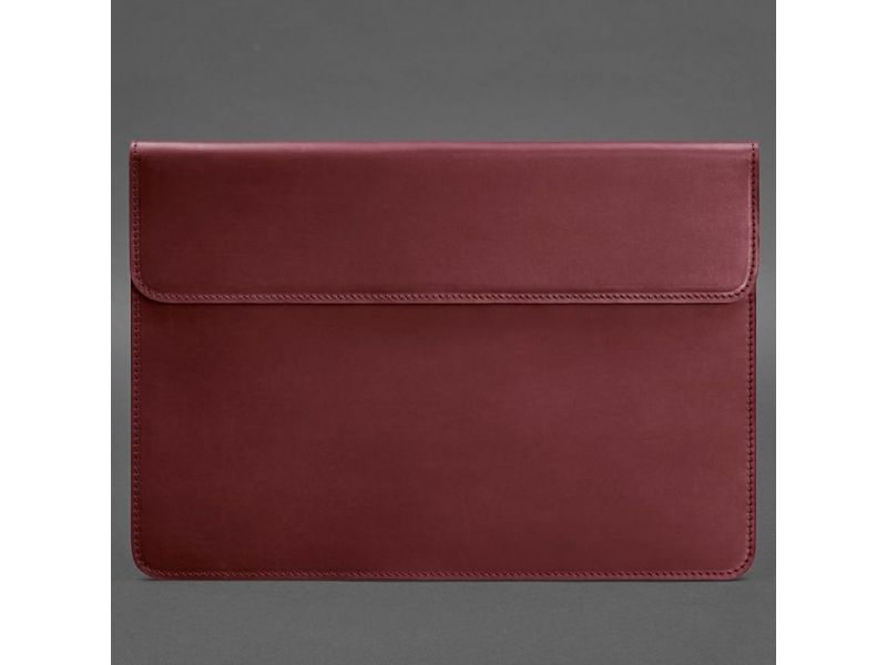 Кожаный чехол-конверт на магнитах для MacBook 15 дюйм Бордовый Crazy Horse, фото 4