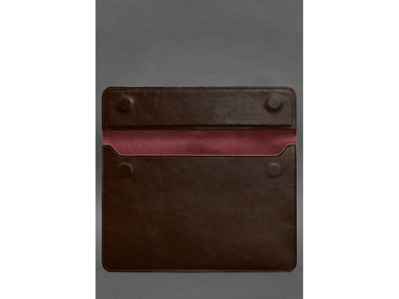 Кожаный чехол-конверт на магнитах для MacBook 15-16 дюйм Бордовый, фото 3