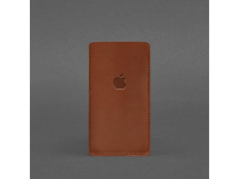 Кожаный чехол для iPhone 12 Светло-коричневый Crazy Horse, фото 3