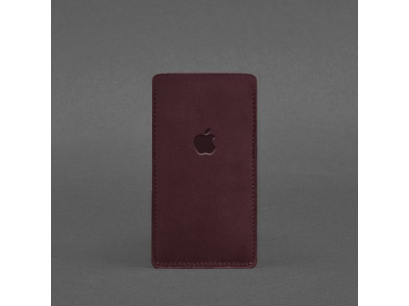 Кожаный чехол для iPhone 12 Бордовый Crazy Horse, фото 3