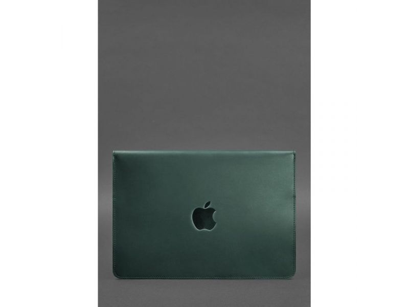 Кожаный чехол-конверт на магнитах для MacBook 14 Зеленый Crazy Horse, фото 2