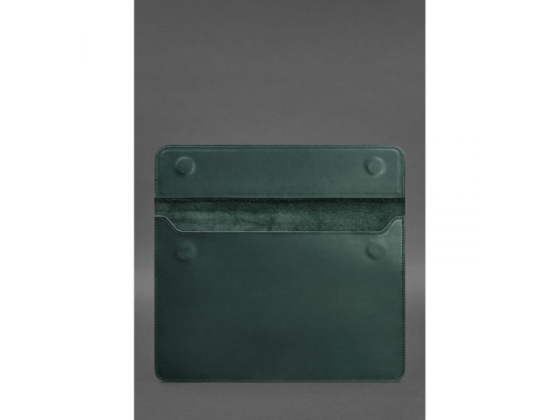 Кожаный чехол-конверт на магнитах для MacBook 14 Зеленый Crazy Horse, фото 3