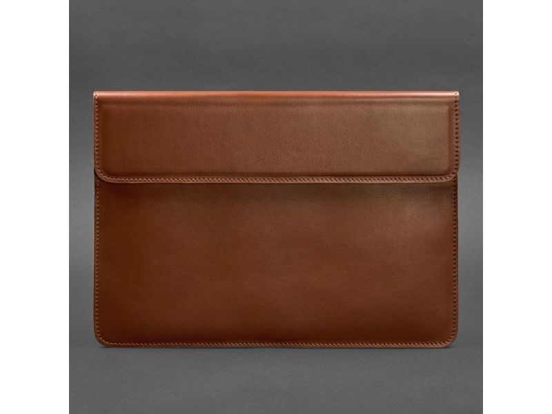 Кожаный чехол-конверт на магнитах для MacBook 14 Светло-коричневый, фото 4