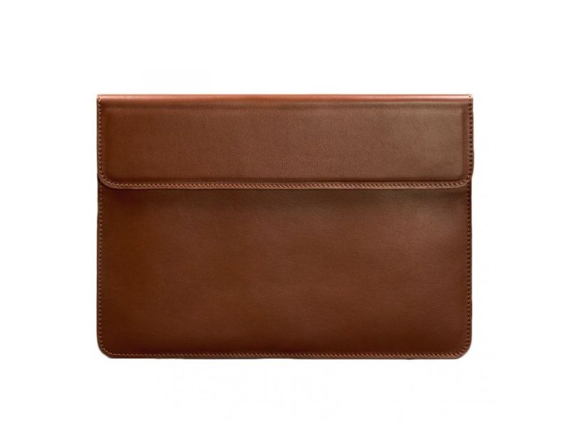 Кожаный чехол-конверт на магнитах для MacBook 14 Светло-коричневый, фото 5