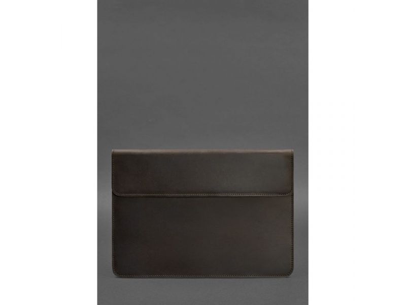 Кожаный чехол-конверт на магнитах для MacBook 14 Темно-коричневый Crazy Horse, фото 1