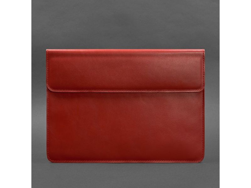 Кожаный чехол-конверт на магнитах для MacBook 14 Красный, фото 4