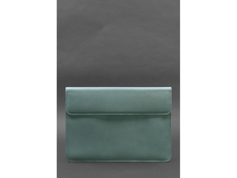 Кожаный чехол-конверт на магнитах для MacBook 14 Бирюзовый, фото 1