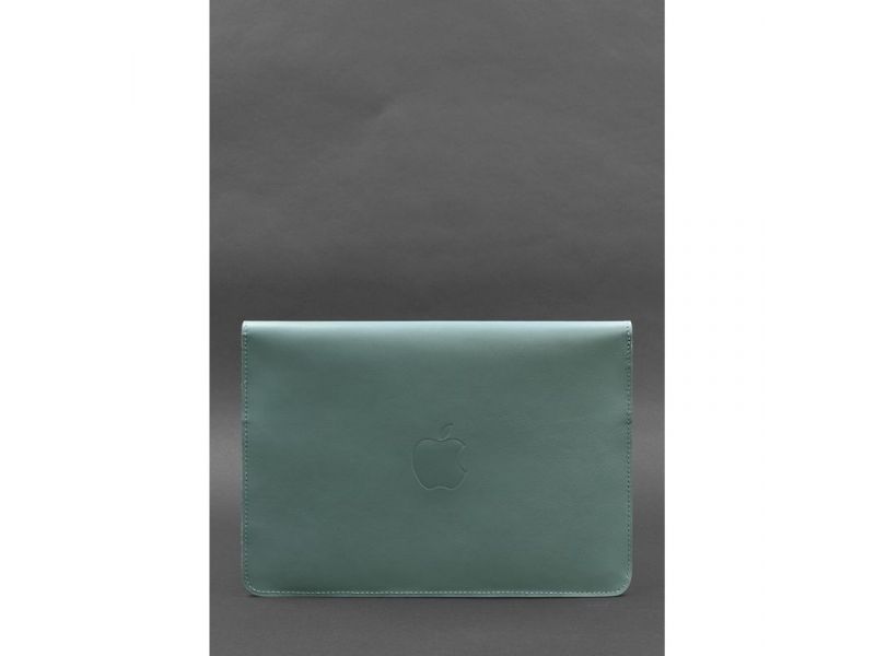 Кожаный чехол-конверт на магнитах для MacBook 13 Бирюзовый, фото 2