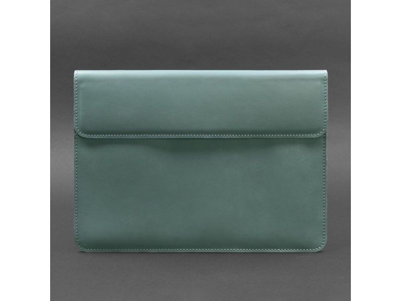Кожаный чехол-конверт на магнитах для MacBook 13 Бирюзовый, фото 4