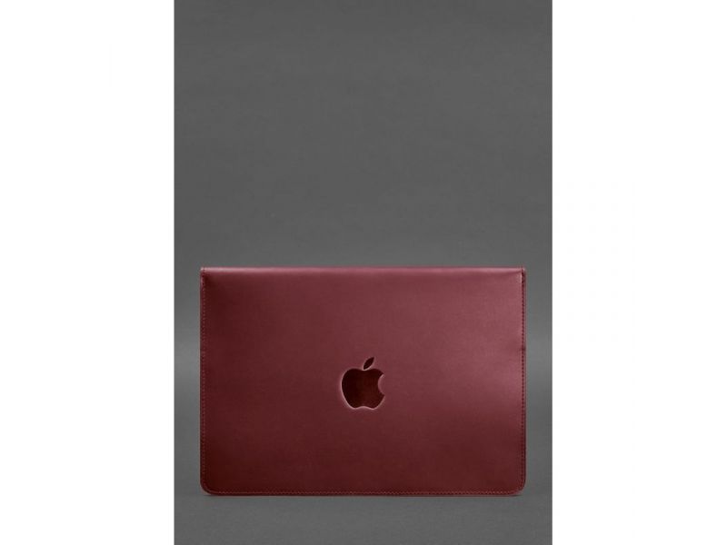 Кожаный чехол-конверт на магнитах для MacBook 14 Бордовый Crazy Horse, фото 2