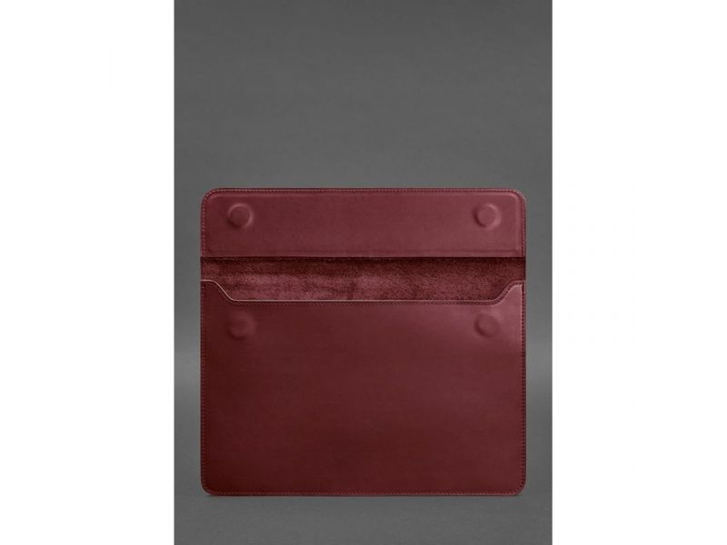 Кожаный чехол-конверт на магнитах для MacBook 14 Бордовый Crazy Horse, фото 3