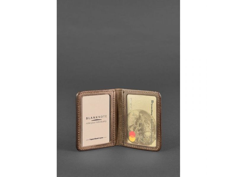 Кожаная обложка для ID-паспорта и водительских прав 4.1 темно-коричневый Crazy Horse с гербом, фото 3