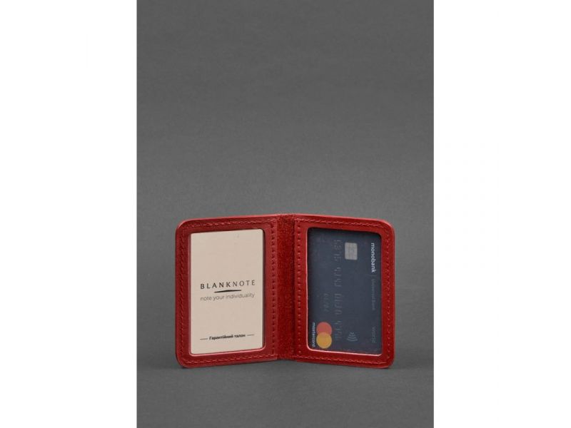 Кожаная обложка для ID-паспорта и водительских прав 4.1 красная с гербом Украины, фото 3