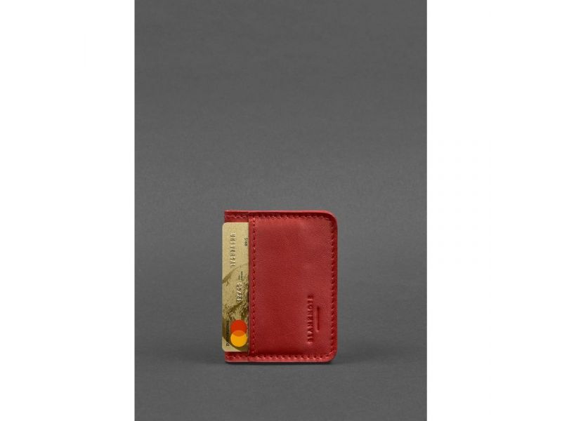 Кожаная обложка для ID-паспорта и водительских прав 4.1 красная с гербом Украины, фото 4