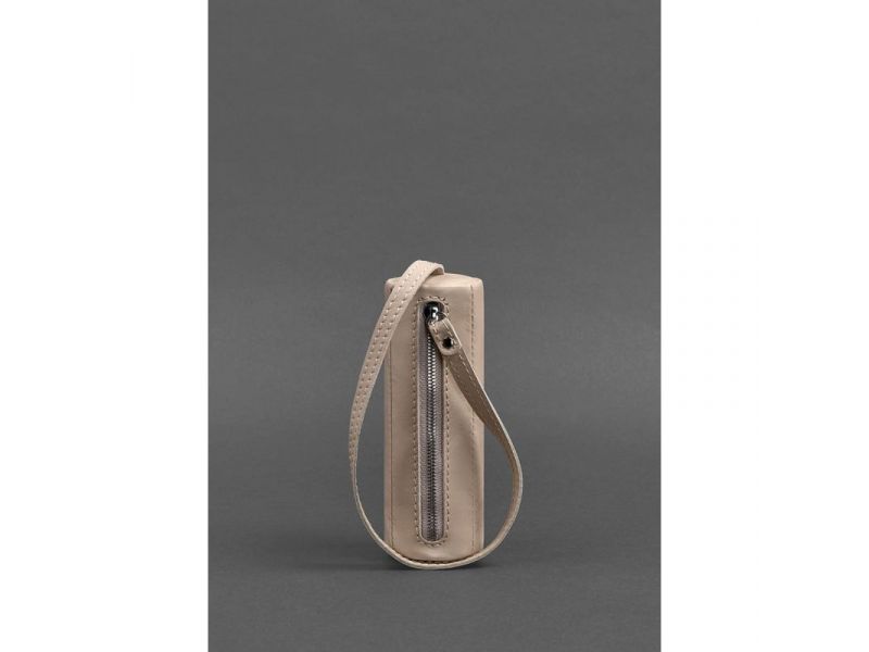 Женская кожаная женская ключница 3.0 Тубус светло-бежевая краст, фото 1