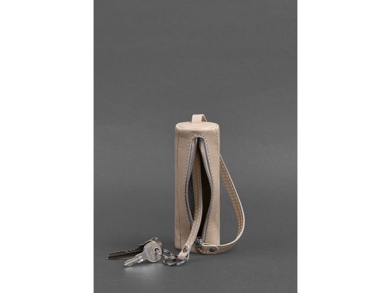 Женская кожаная женская ключница 3.0 Тубус светло-бежевая краст, фото 2