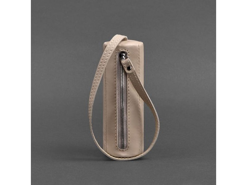 Женская кожаная женская ключница 3.0 Тубус светло-бежевая краст, фото 4