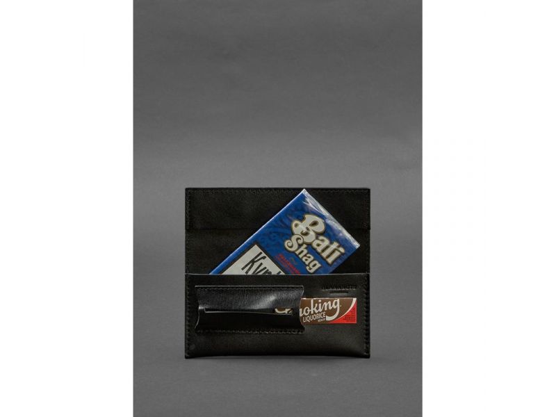 Кожаный кисет для табака 1.0 черный Краст, фото 2