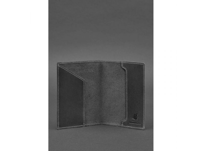 Кожаная обложка для военного билета 7.0 черная Crazy Horse, фото 4