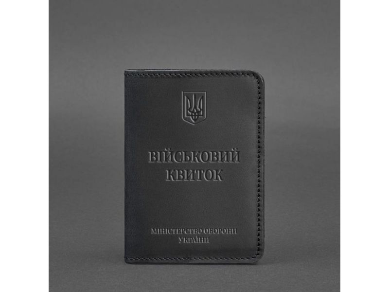 Кожаная обложка для военного билета 7.0 черная Crazy Horse, фото 5