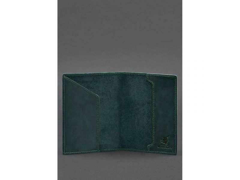 Кожаная обложка для военного билета 7.0 зеленая Crazy Horse, фото 3