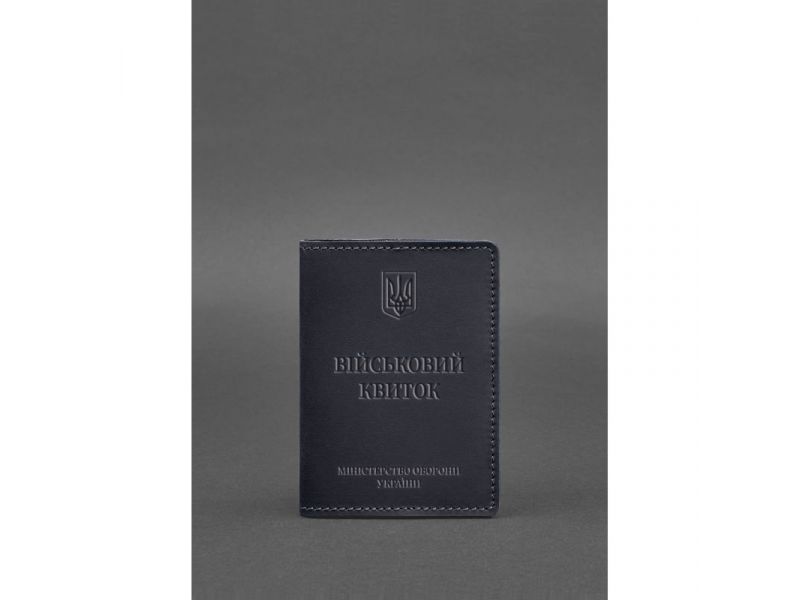 Кожаная обложка для военного билета 7.0 темно-синяя Crazy Horse, фото 1