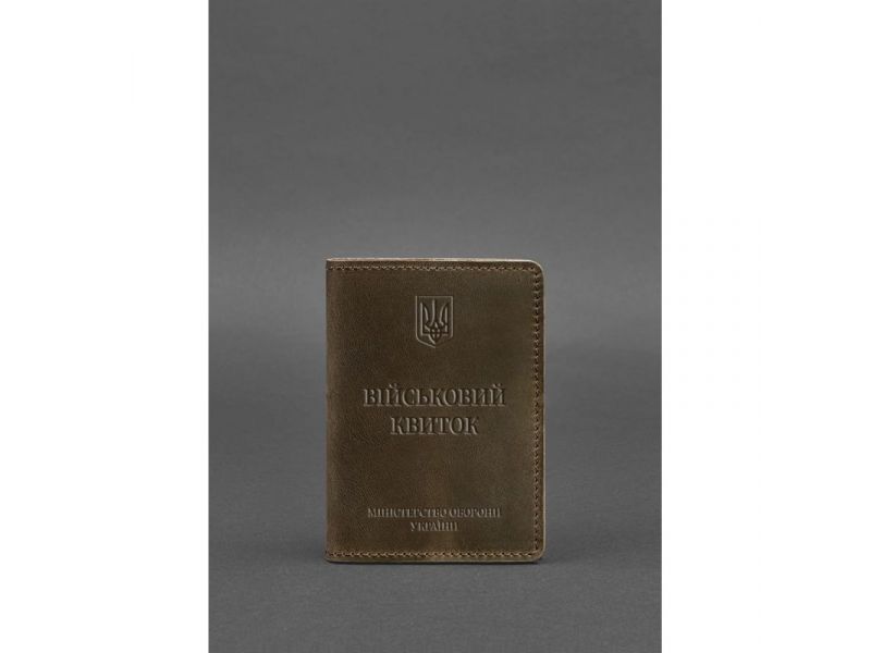 Кожаная обложка для военного билета 7.0 темно-коричневая Crazy Horse, фото 1