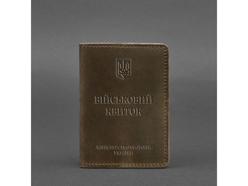 Кожаная обложка для военного билета 7.0 темно-коричневая Crazy Horse, фото 5