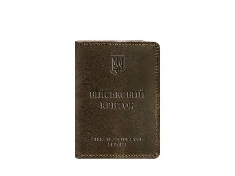 Кожаная обложка для военного билета 7.0 темно-коричневая Crazy Horse, фото 6