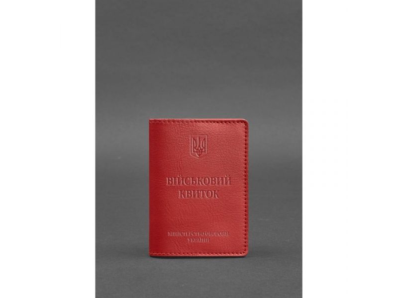 Кожаная обложка для военного билета 7.0 красная, фото 1