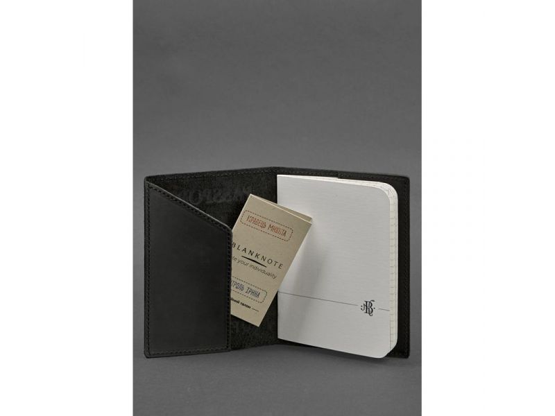 Кожаная обложка для паспорта с украинским гербом черная, фото 3