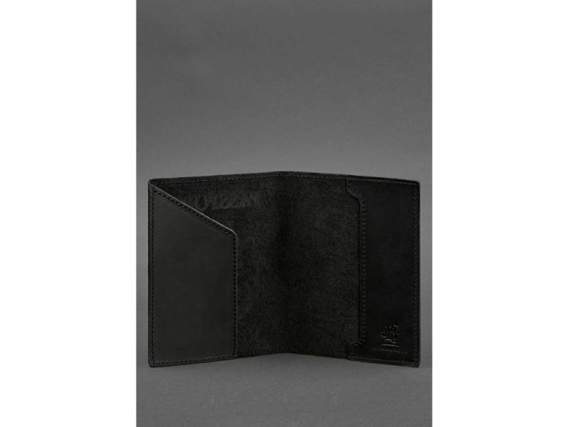 Кожаная обложка для паспорта с украинским гербом черная, фото 4