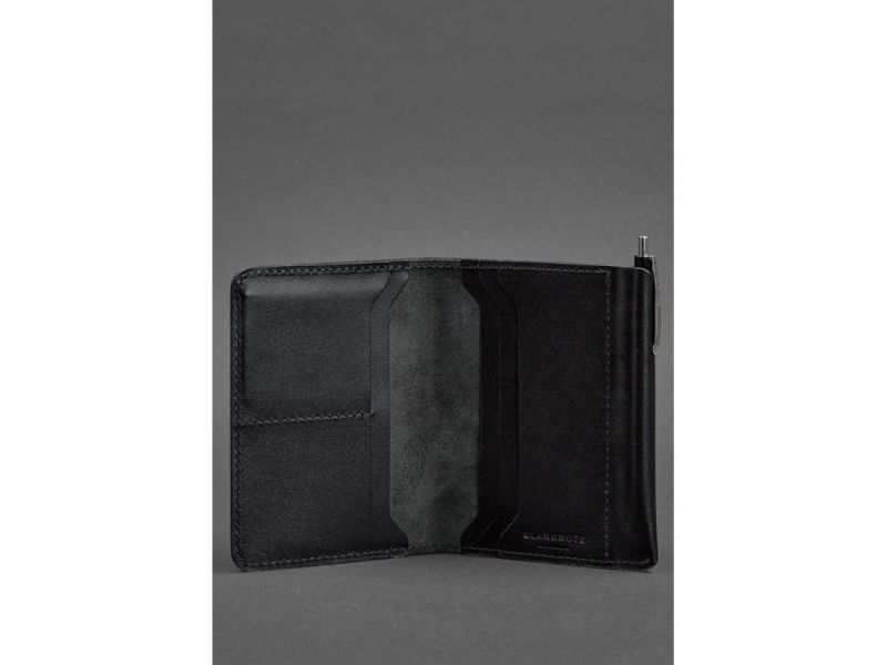 Кожаное портмоне 2.0 черное краст, фото 2