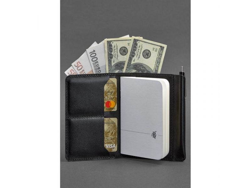 Кожаное портмоне 2.0 черное краст, фото 3