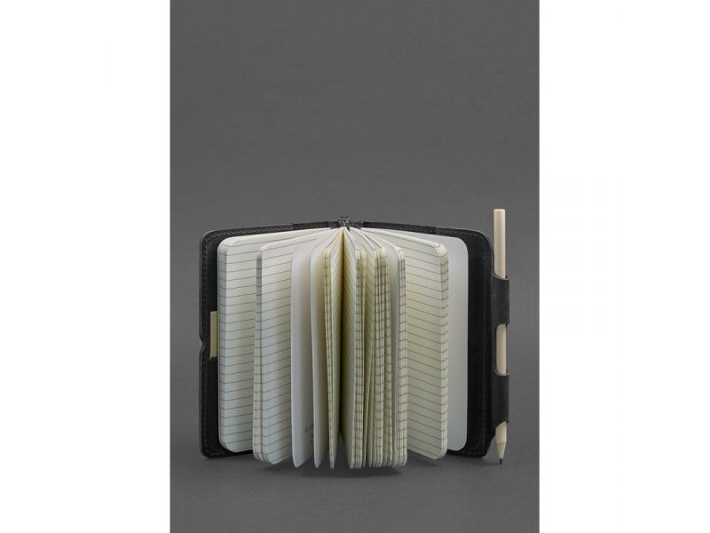 Кожаный блокнот (Софт-бук) 3.0 черный Crazy Horse, фото 2