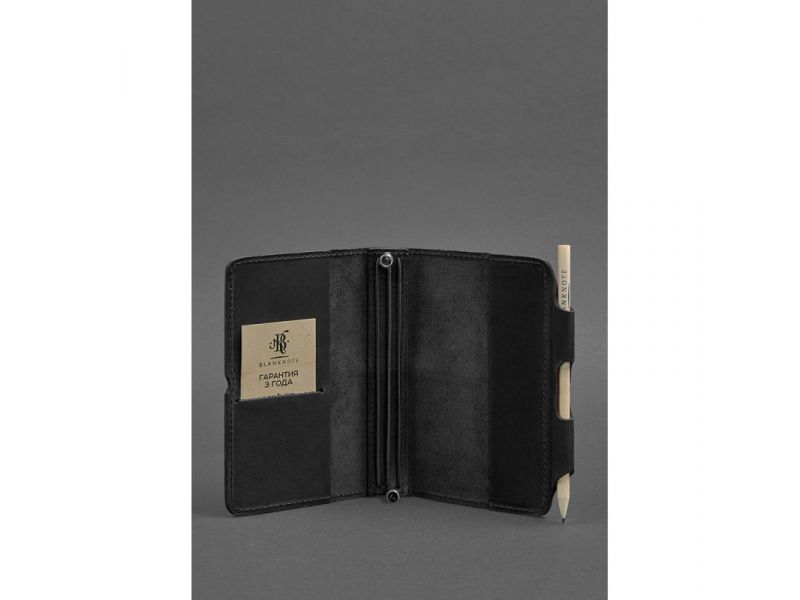 Кожаный блокнот (Софт-бук) 3.0 черный Crazy Horse, фото 3